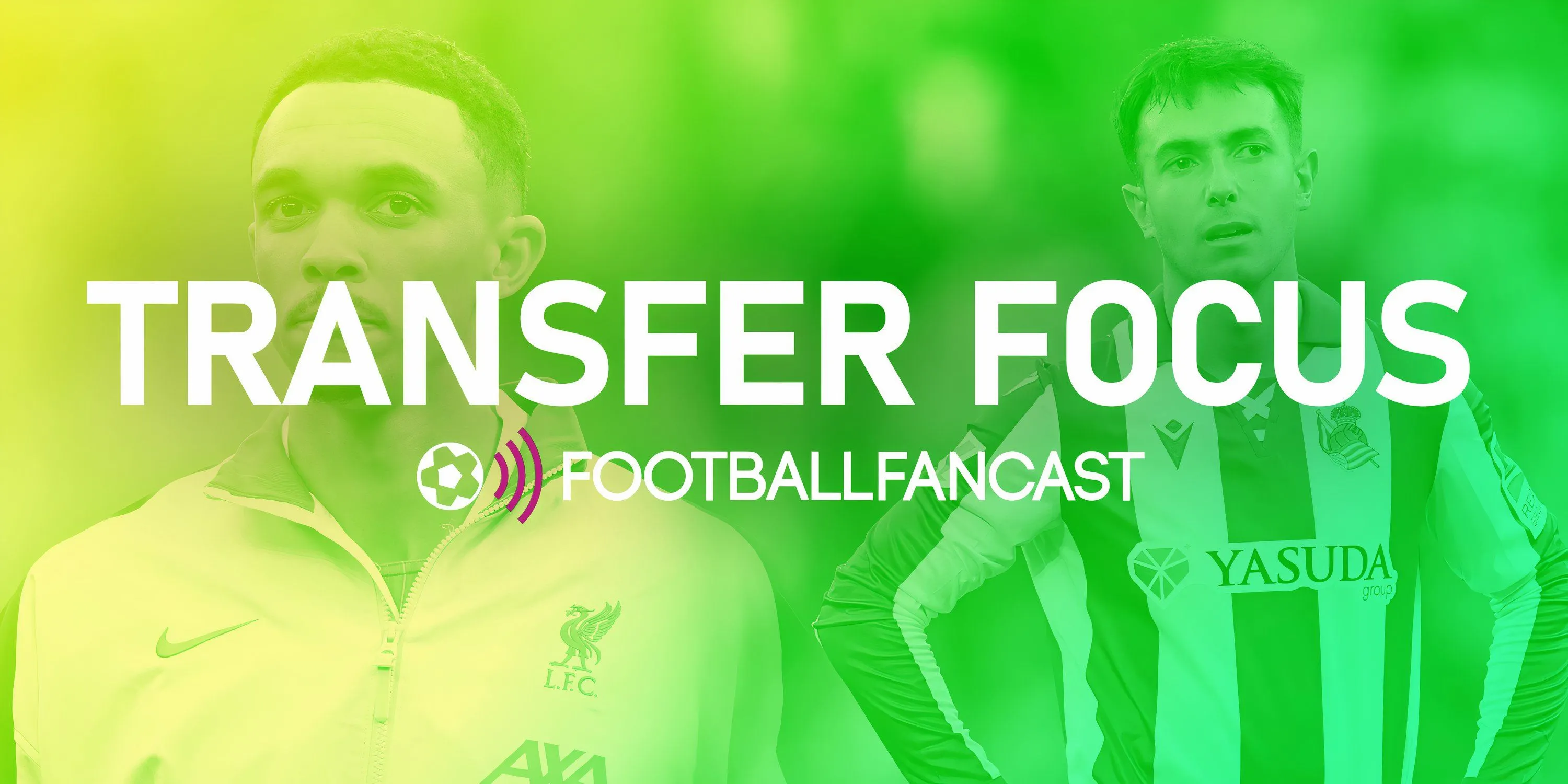 Banner chủ đề &quot;Transfer Focus&quot; của Football FanCast, chuyên trang tin tức chuyển nhượng bóng đá.